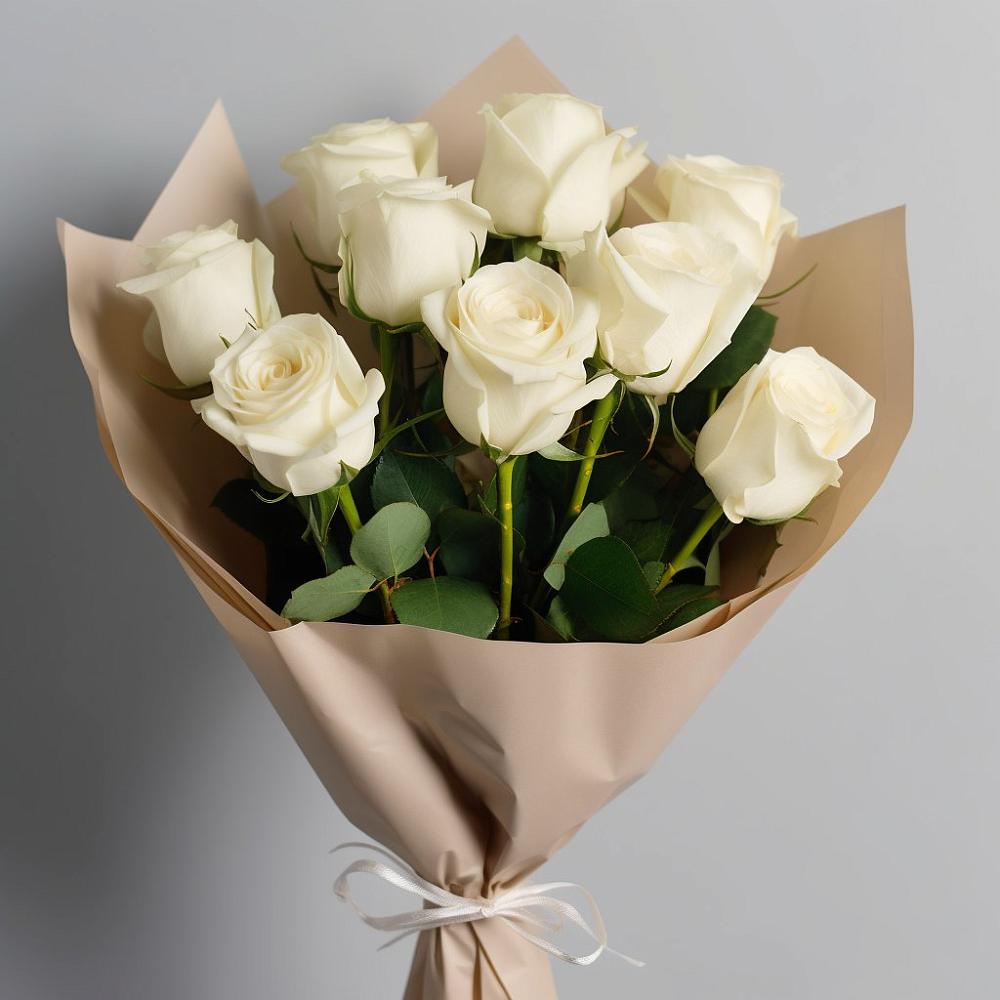 Букет 9 Белых роз Эдлесс Лав в Лунино