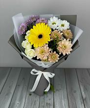 Букет цветов из:  Розы, Герберы и Хризантемы в Лунино