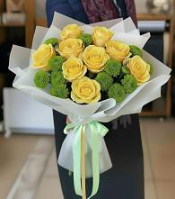 Букет цветов из:  Хризантемы и Розы в Лунино