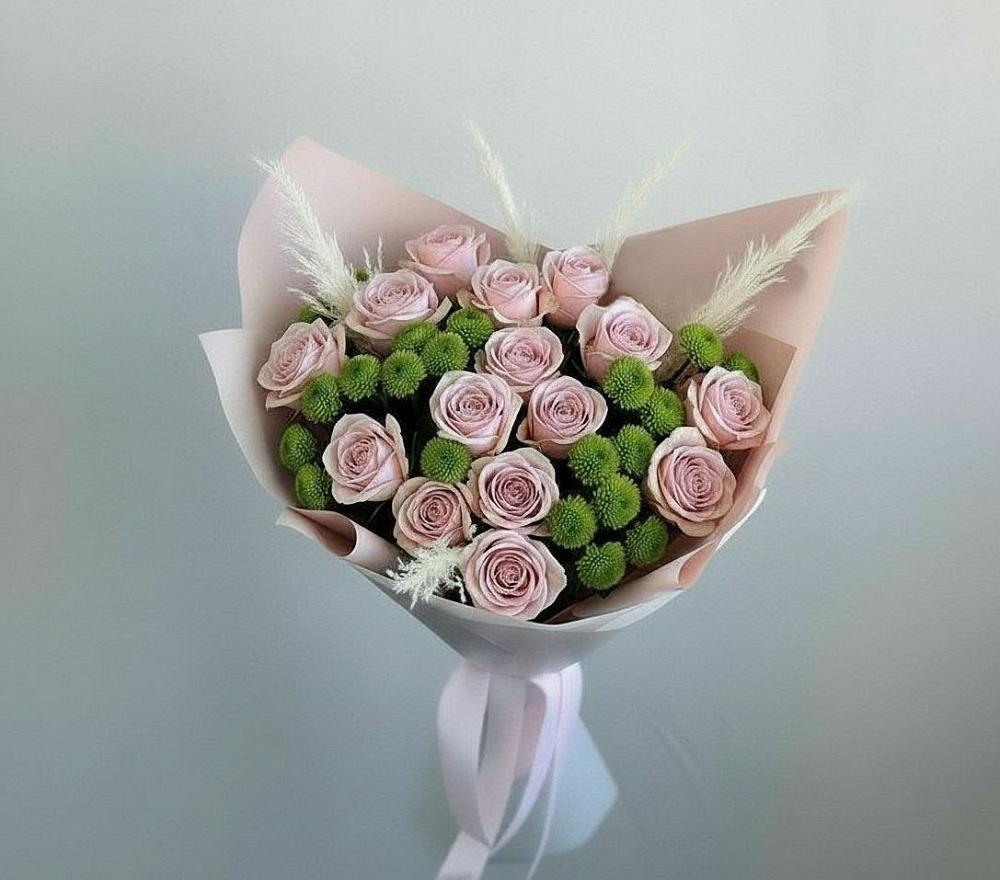 Букет цветов из: Розы и Хризантемы в Лунино