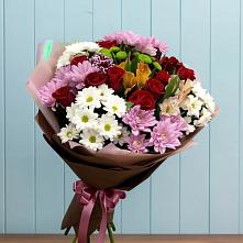 Букет цветов из:  Розы, Хризантемы и Альстромерии в Лунино