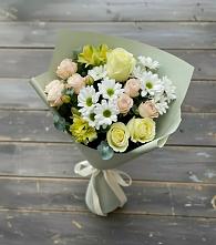 Букет цветов из:  Альстромерии, Розы и Хризантемы в Лунино